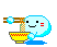 Little animated blob eating noods